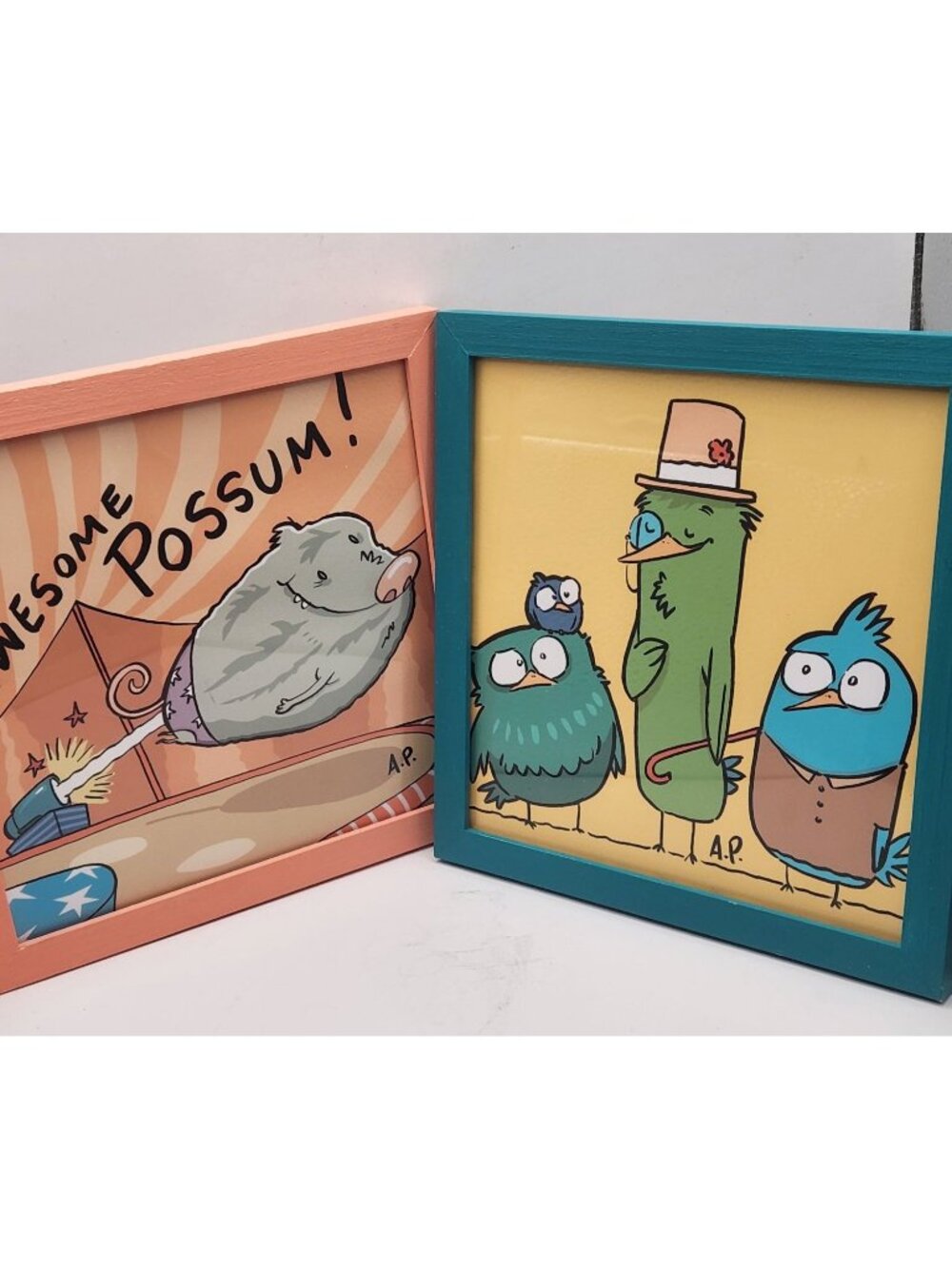 Whimsical Animal Art Prints Set signed AP